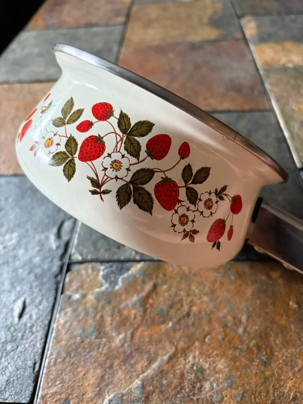 Vintage Sheffield Strawberries 'n Cream saucepan pot